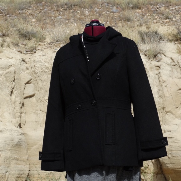 Metaphor Jackets & Blazers - Metaphor Women’s Double Breasted Pea Coat With Hood